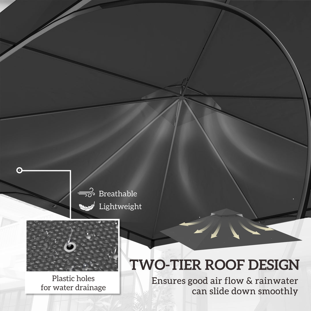 3x3(m) Replacement Gazebo Canopy, Double Tier Roof Top for Garden, Patio, Outdoor, Black (TOP ONLY)