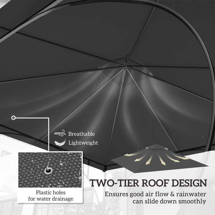 3x3(m) Replacement Gazebo Canopy, Double Tier Roof Top for Garden, Patio, Outdoor, Black (TOP ONLY)
