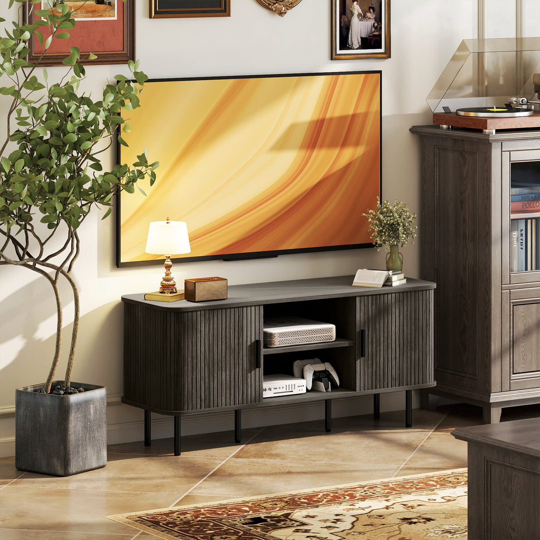 TV Stand Cabinet for TVs up to 55 Inches, TV Unit with Storage Shelves