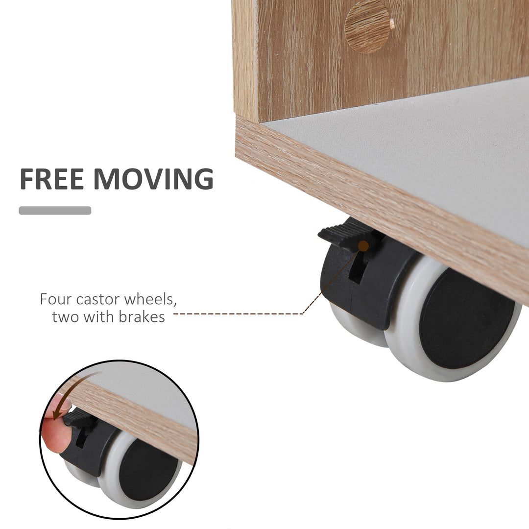 MCL Kitchen Storage Trolley Cart Cupboard Rolling Island Shelves Cabinet With Door and Drawer Locking Wheels