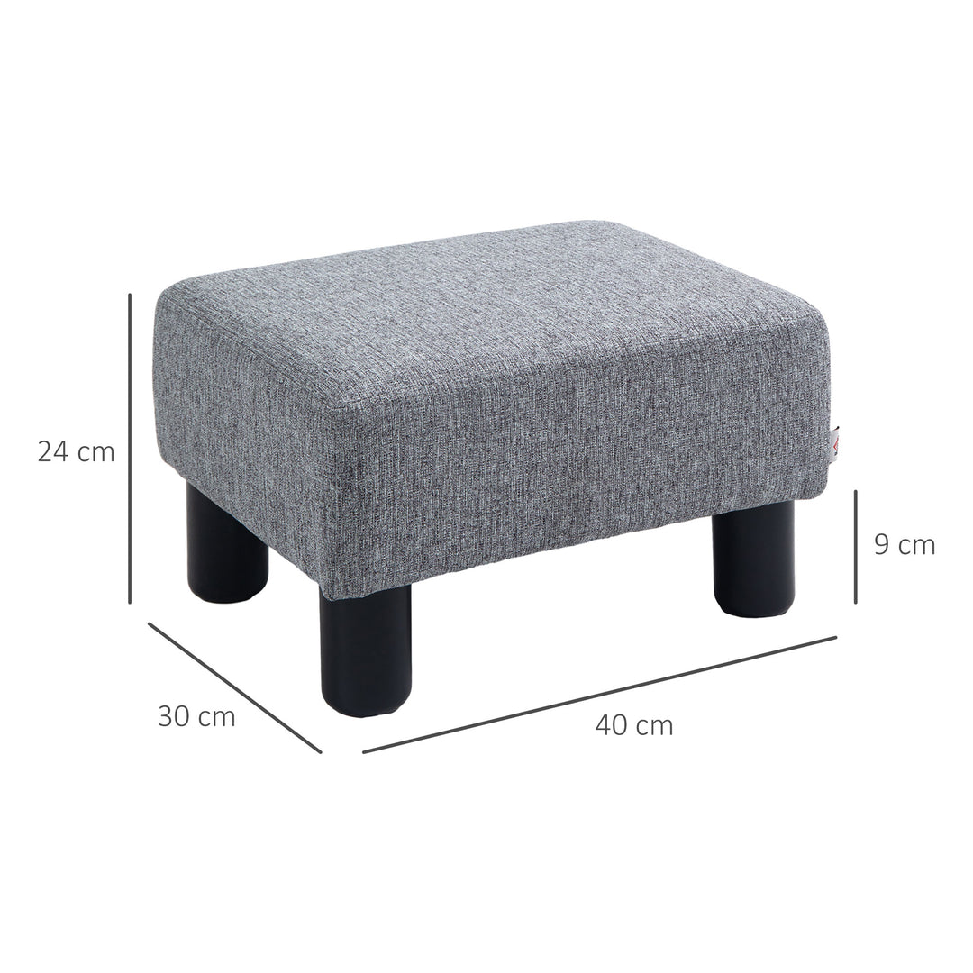 HOMCOM Linen Fabric Footstool Ottoman, Cube Design, with 4 Plastic Legs, Compact and Versatile, Grey | Aosom UK