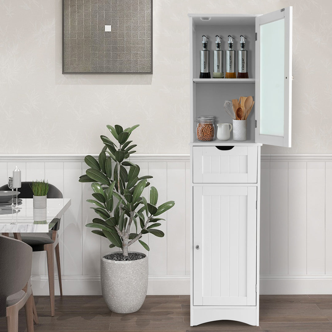 Tall Bathroom Storage Cabinet with Adjustable Shelves and 2 Doors-White