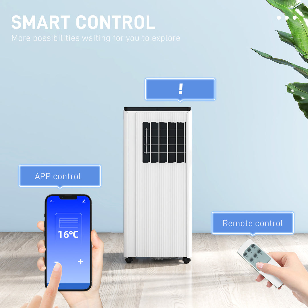 HOMCOM 9,000 BTU Mobile Air Conditioner, 20m², Smart Home WiFi, with Dehumidifier, Fan, 24H Timer, Window Kit, White | Aosom UK