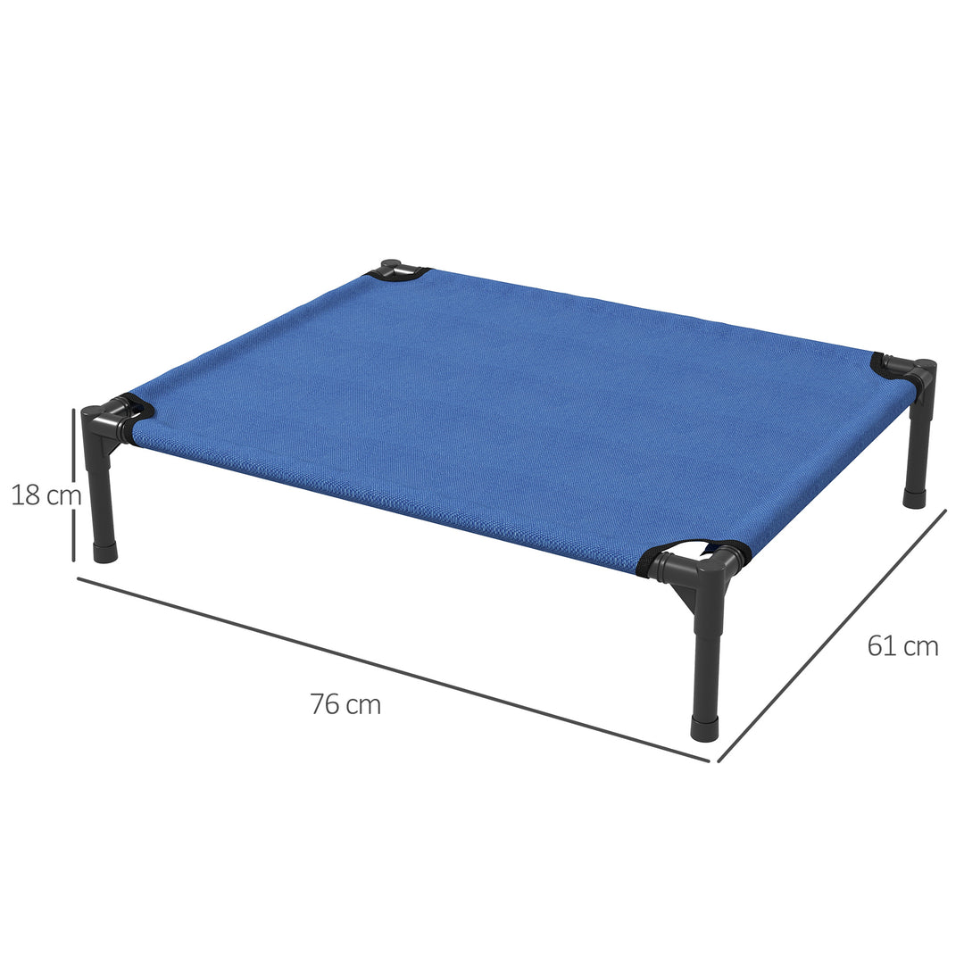 PawHut Medium Elevated Dog Bed, Portable with Metal Frame, Comfortable Raised Pet Bed, Blue, Perfect for Outdoor Use