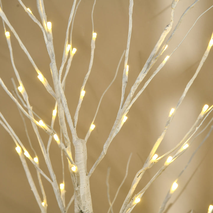 HOMCOM 6ft Artificial White Birch Tree Light with Warm White Pre-Lit LED Light for Indoor and Covered Outdoor Use