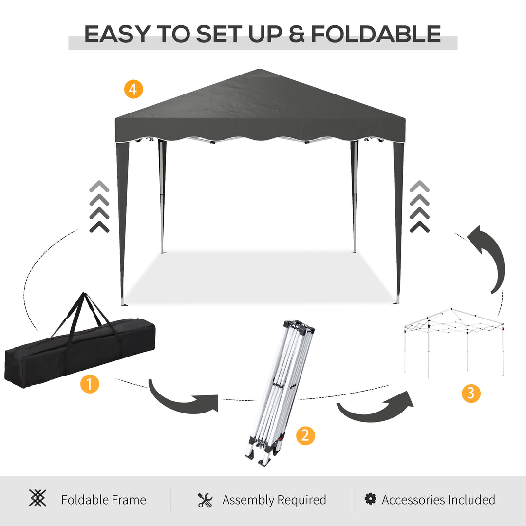 3 x 3cm Adjustable Height Pop-Up Gazebo, with Bag - Grey