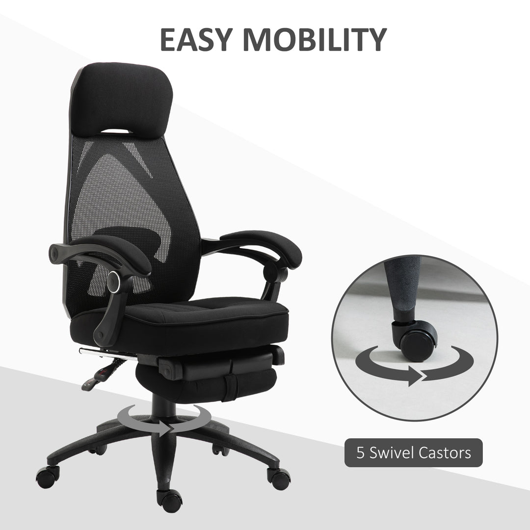 Office Chair with Footrest,High Back Swivel Desk Chair with Adjustable Height and Headrest for Home Office, Black