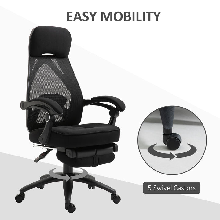 Office Chair with Footrest,High Back Swivel Desk Chair with Adjustable Height and Headrest for Home Office, Black