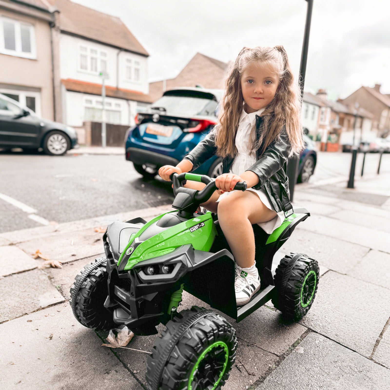 12V Ride-On Quad Bike, with Music, Horn, LED Lights, for Ages 3-5 Years, Green