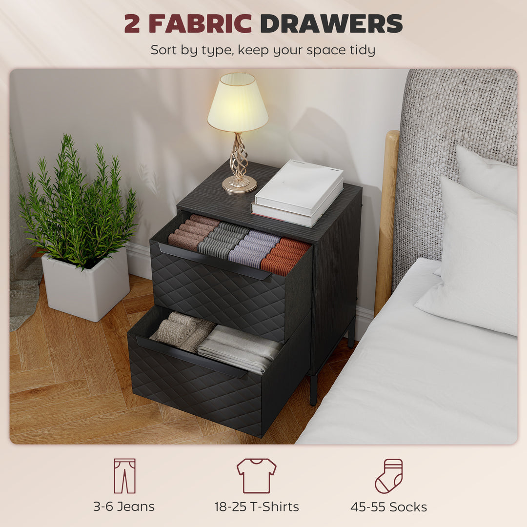 Chest of Drawers, Dresser with 2 Fabric Drawers and Aluminium Handles 