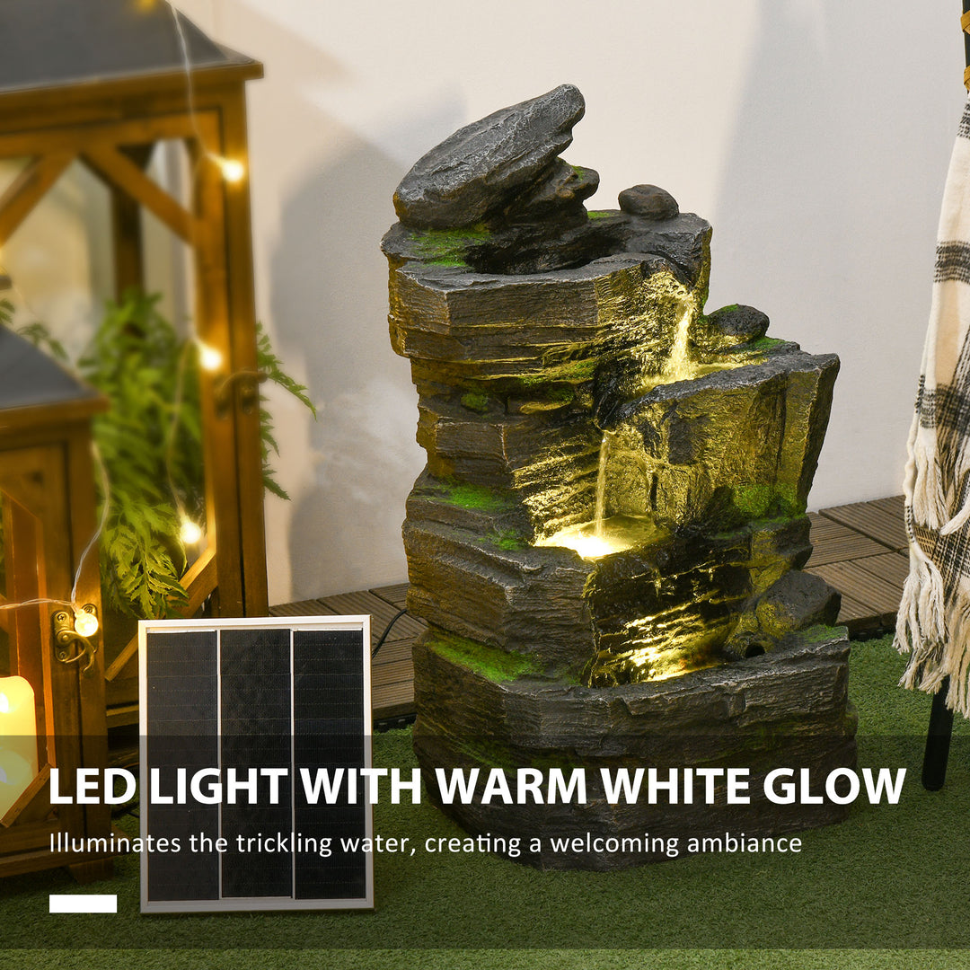 Garden Water Feature with LED Lights - Dark Grey