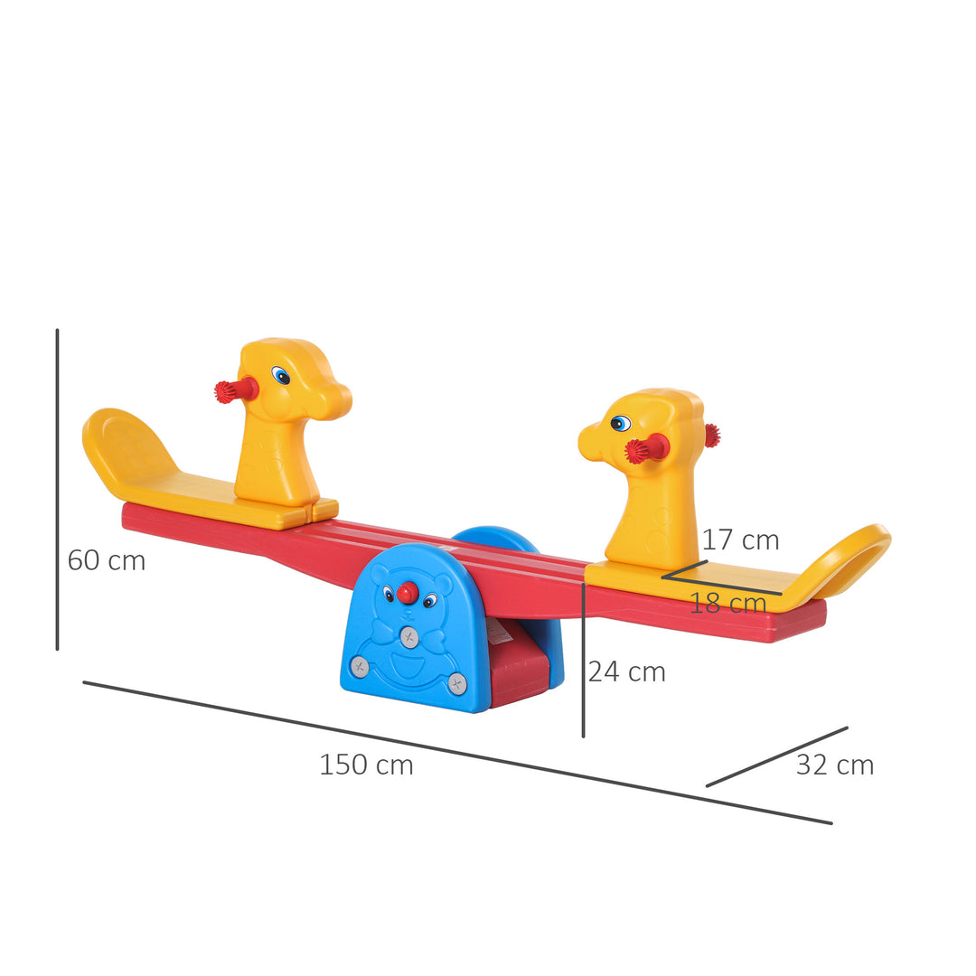 MCL Kids Seesaw Safe Teeter Totter 2 Seats with Easy-Grip Handles, Safe, Indoor Outdoor Living Room Playroom Backyard Equipment, for 1-4 years old Multicolor