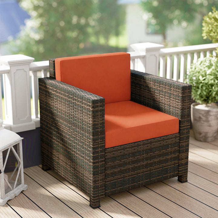 PE Rattan Garden Armchair with Cushion