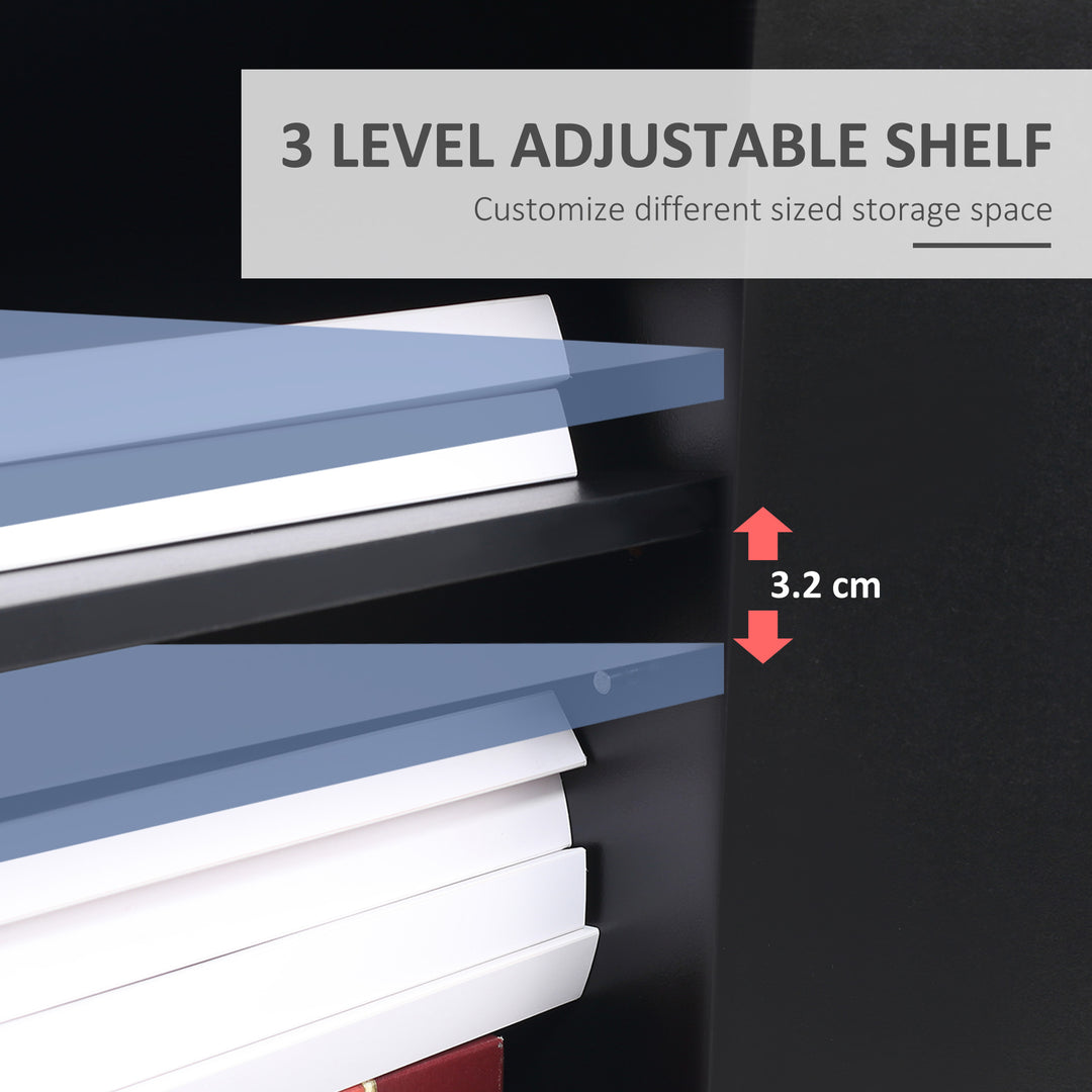 Printer Stand Mobile Printer Cabinet with Storage, Open Shelf, Drawer for Home Office, 60cm x 39cm x 80cm, Black