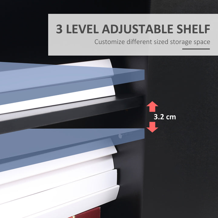 Printer Stand Mobile Printer Cabinet with Storage, Open Shelf, Drawer for Home Office, 60cm x 39cm x 80cm, Black