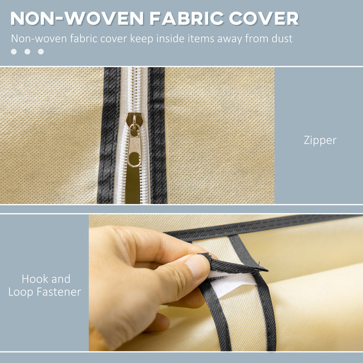 Fabric Wardrobe, with Rails and Shelves - Cream White
