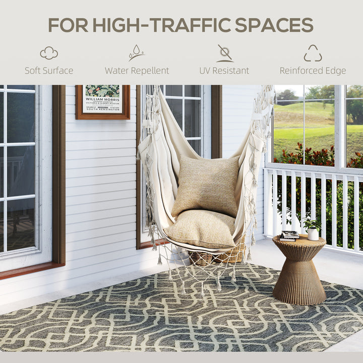 UV Resistant Indoor & Outdoor Area Rug, Easy-Cleaning Machine Washable Rug with Geometric Pattern for Patio, Garden, Kitchen, Bathroom or Living Room, 230 x 160 cm, Grey
