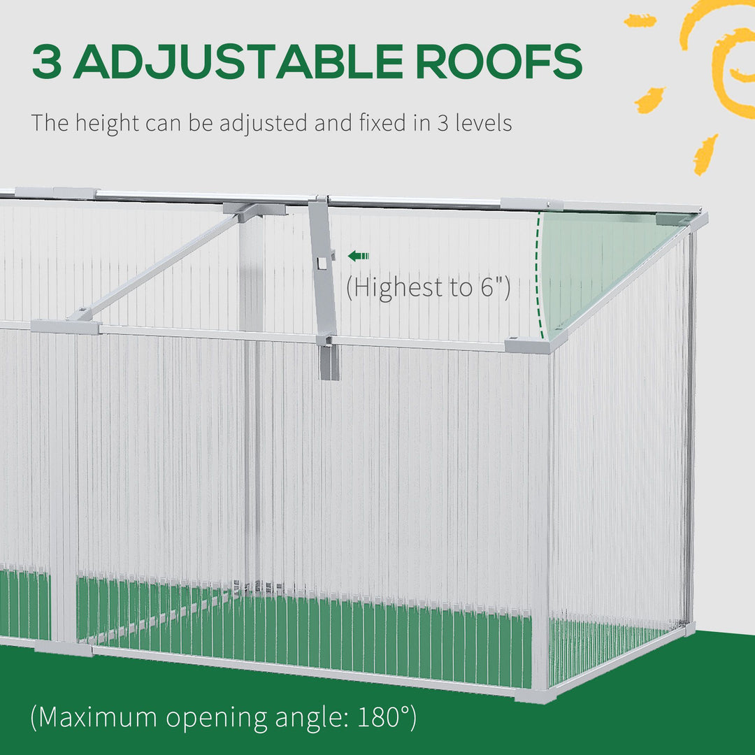 Outsunny Polycarbonate Greenhouse, Aluminium Cold Frame for Flower Vegetable Plants, 180 x 51 x 51 cm