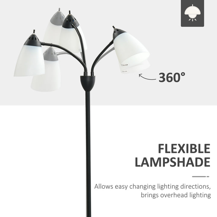 HOMCOM Arc Tree Floor Lamp with 3 Adjustable Rotating Lights, for Bedroom Living Room, Industrial Standing Lamp with Steel Frame, Black