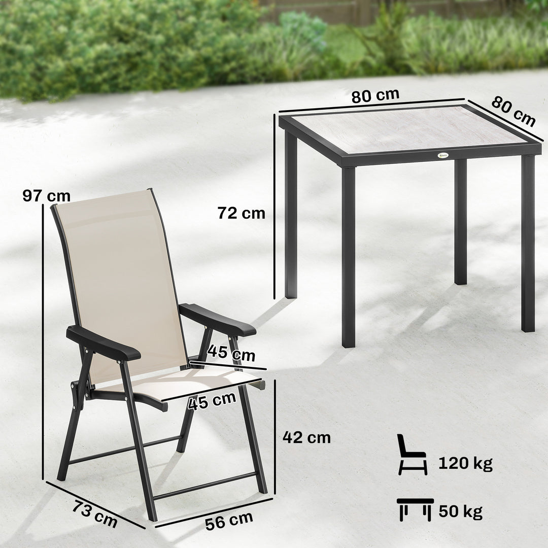 5 Pieces Outdoor Dining Set, Garden Dining Set for 4 with Square Table