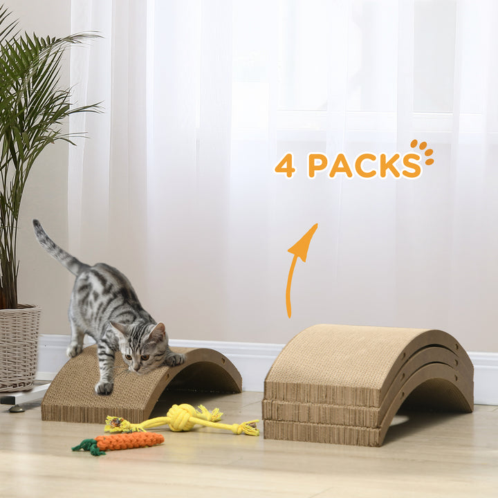 PawHut 4PCs Cat Scratching Board Cat Treadmill Replacement, 55 x 26cm, Brown | Aosom UK