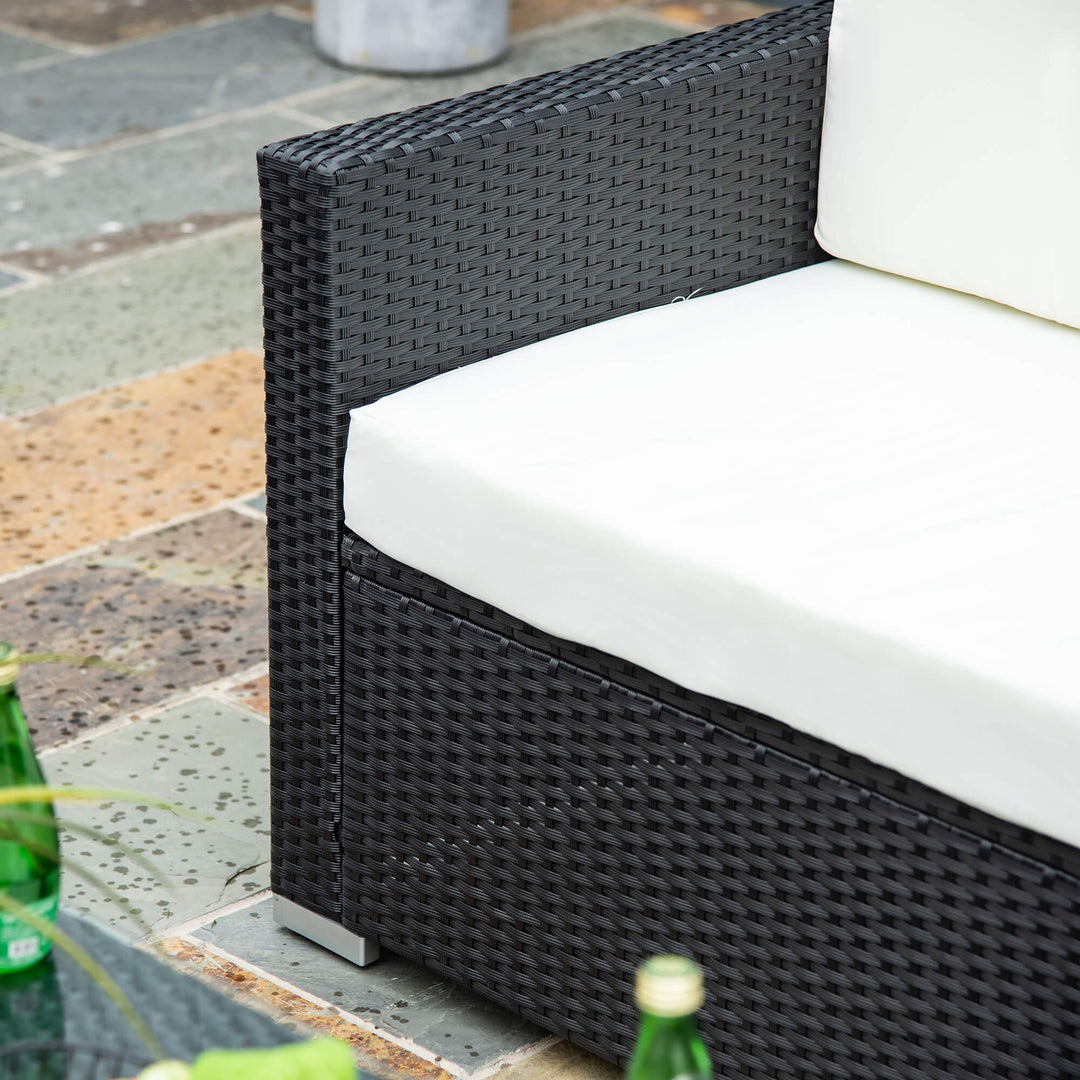 4-Seater Rattan Sofa Set Garden Rattan Furniture Wicker Steel Chair Seat Furniture Patio Rattan Garden Sofa Black