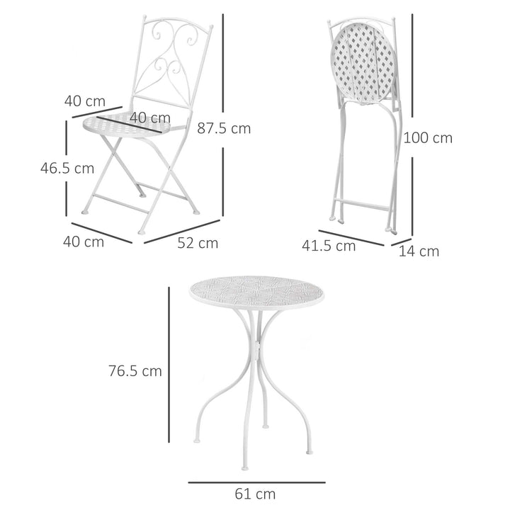 Three-Piece Metal Bistro Set - White