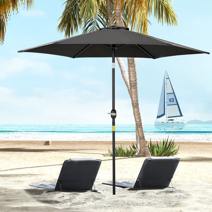 Outsunny Outdoor Garden Parasol with Tilt and Crank Mechanism, 2.7M Sun Shade Umbrella, Aluminium Frame, Black