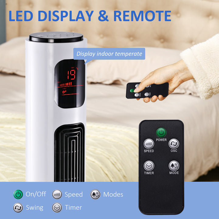 MCL 38'' Freestanding Tower Fan, 3 Speed 3 Mode, 12h Timer, 70 Degree Oscillation, LED Panel, 5M Remote Controller, White