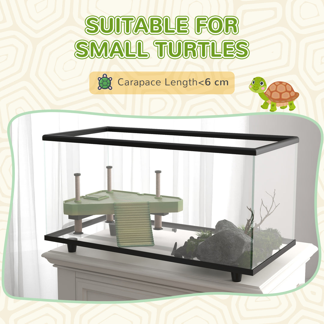 28L Glass Turtle Tank Aquarium with Basking Platform, Easy Drainage, Strip Patch Thermometer