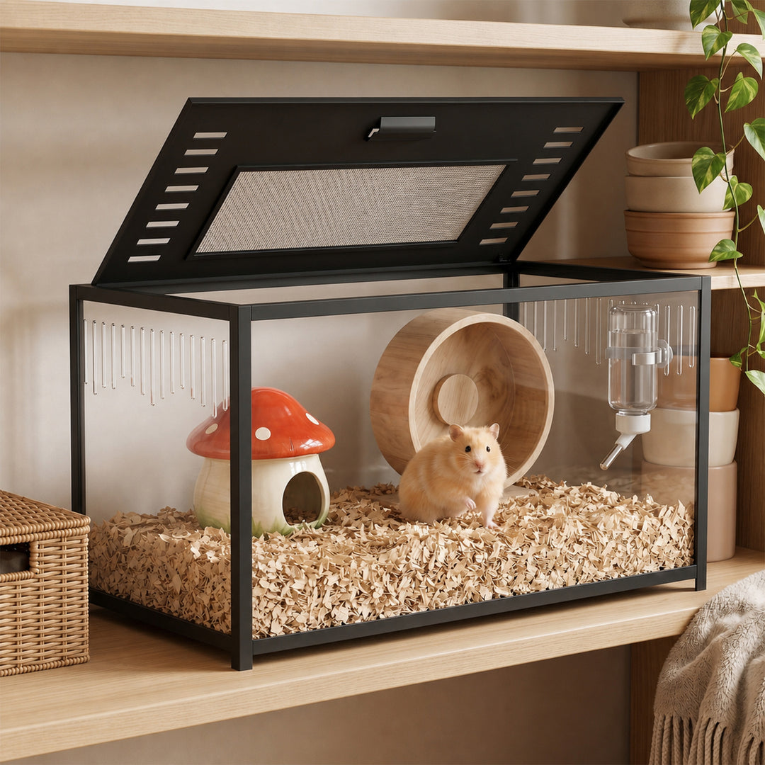 Hamster Cage, Chewproof Metal Rat Cage with Deep Base, Openable Top fo