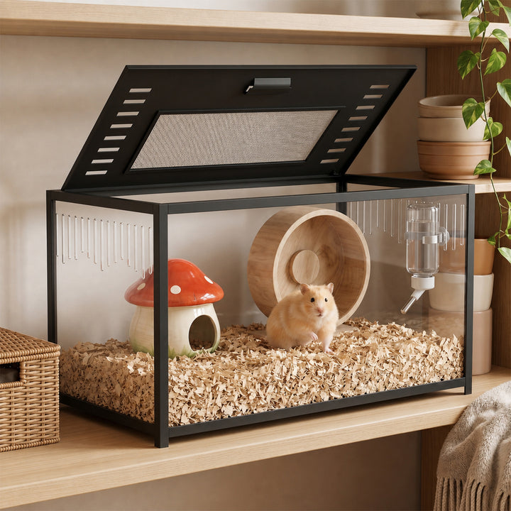 Hamster Cage, Chewproof Metal Rat Cage with Deep Base, Openable Top fo