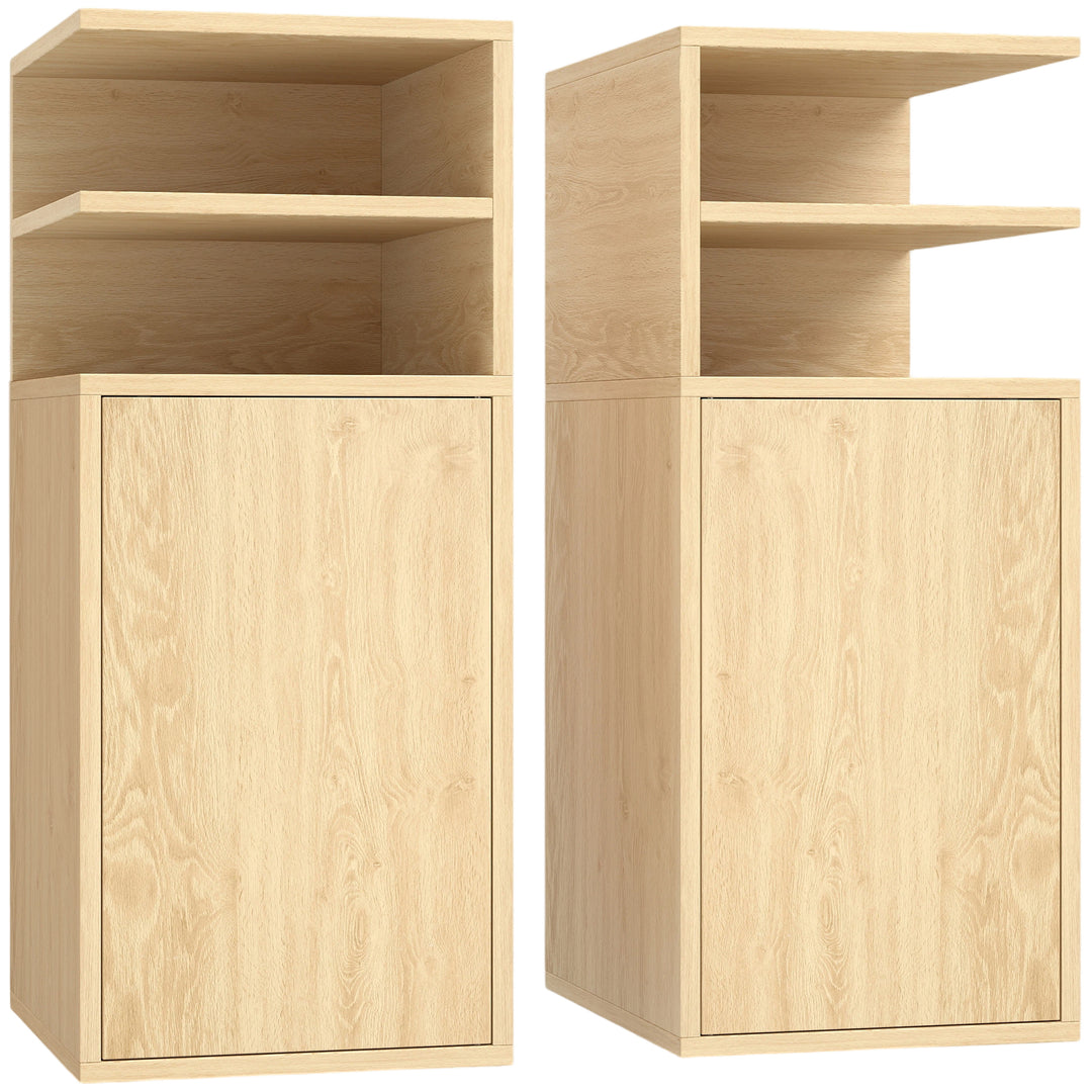 Slim Bedside Table Set of 2, Narrow Bedside Cabinet with Open Cubbies 