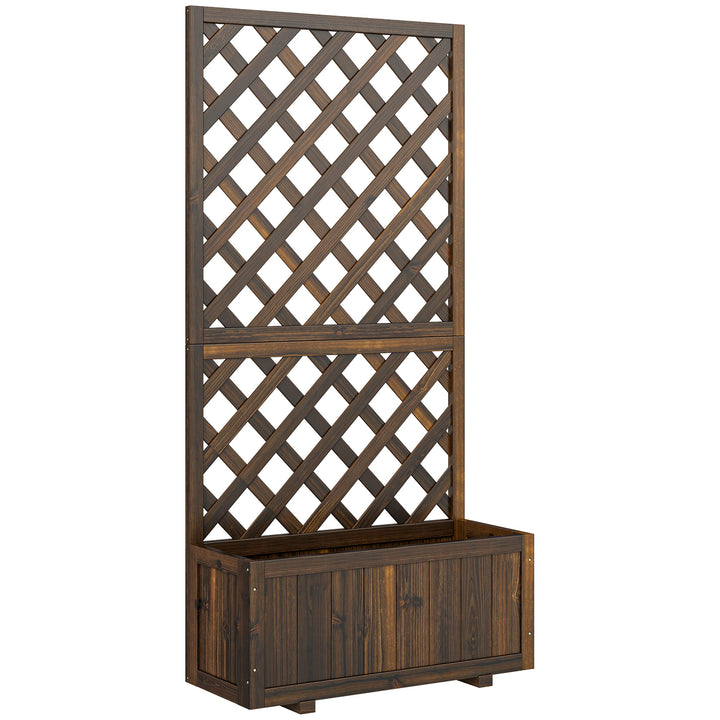 MCL Garden Planter with Trellis, 45L Raised Bed for Climbing Plants, Vines, Flowers, Outdoor Planter Box for Patio, 72.5 x 31.5 x 149.5 cm, Carbonised Finish