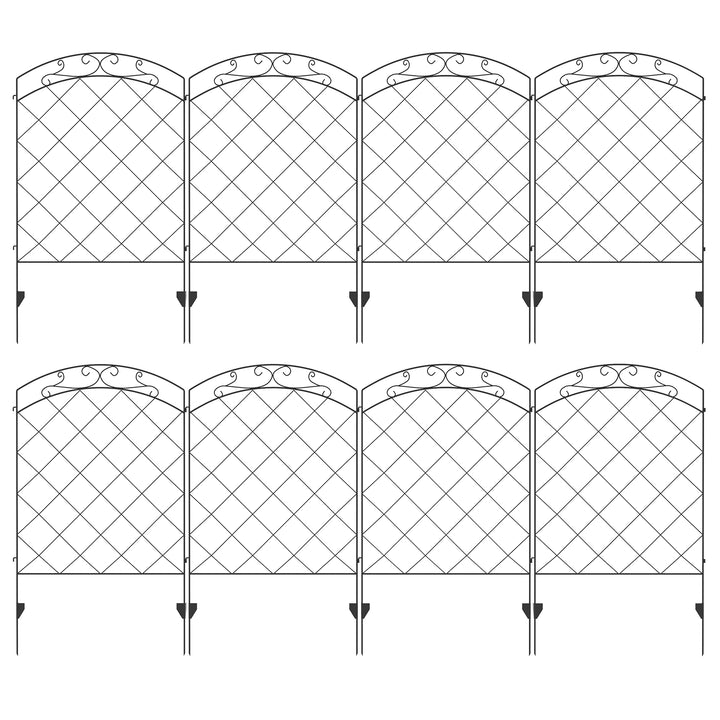 Outsunny Decorative Garden Fencing, 43in x 11.4ft Picket Fence Panels, 8PCs Rustproof Steel Wire Landscape Flower Bed Border Edging | Aosom UK