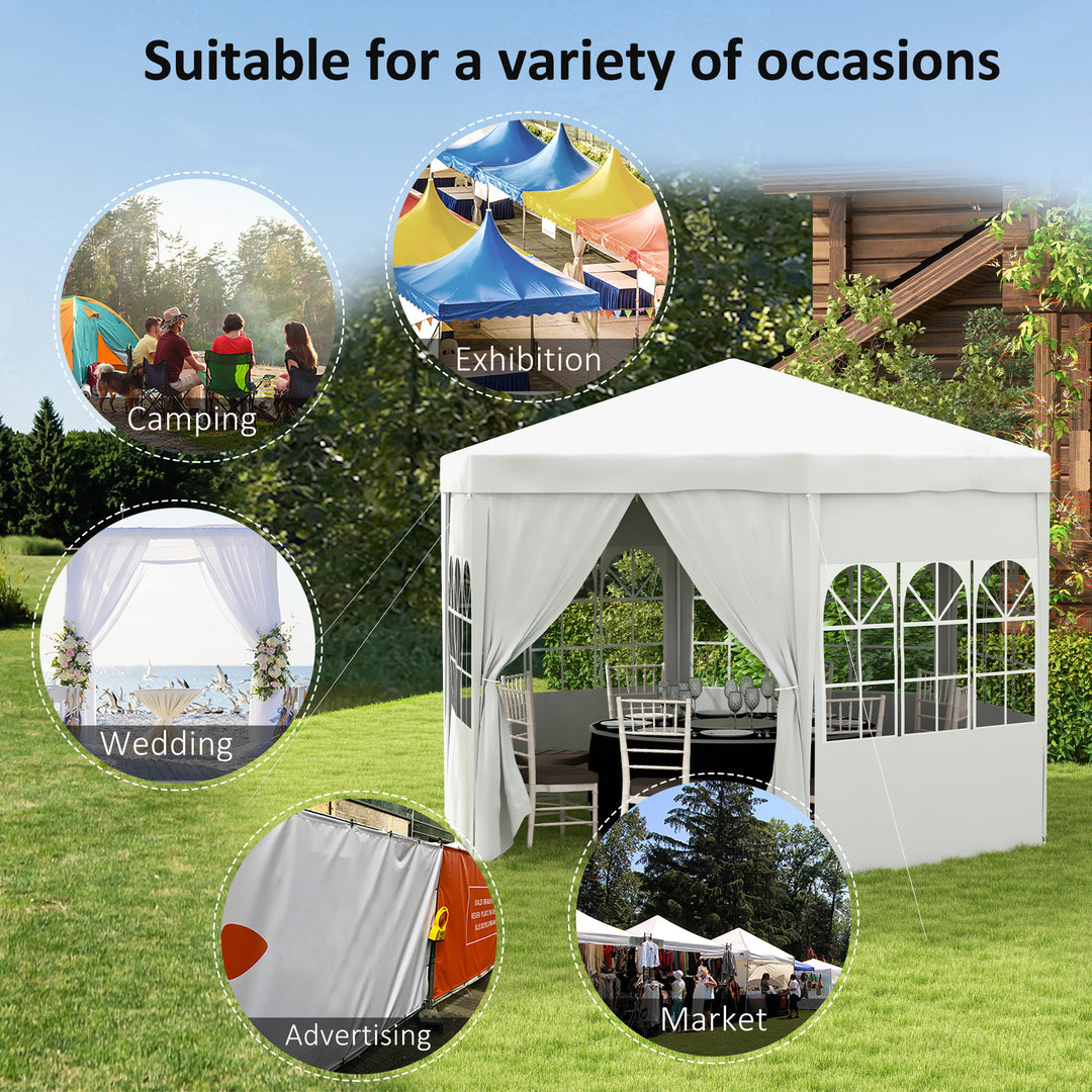4 m Party Tent Wedding Gazebo Outdoor Waterproof PE Canopy Shade with 6 Removable Side Walls