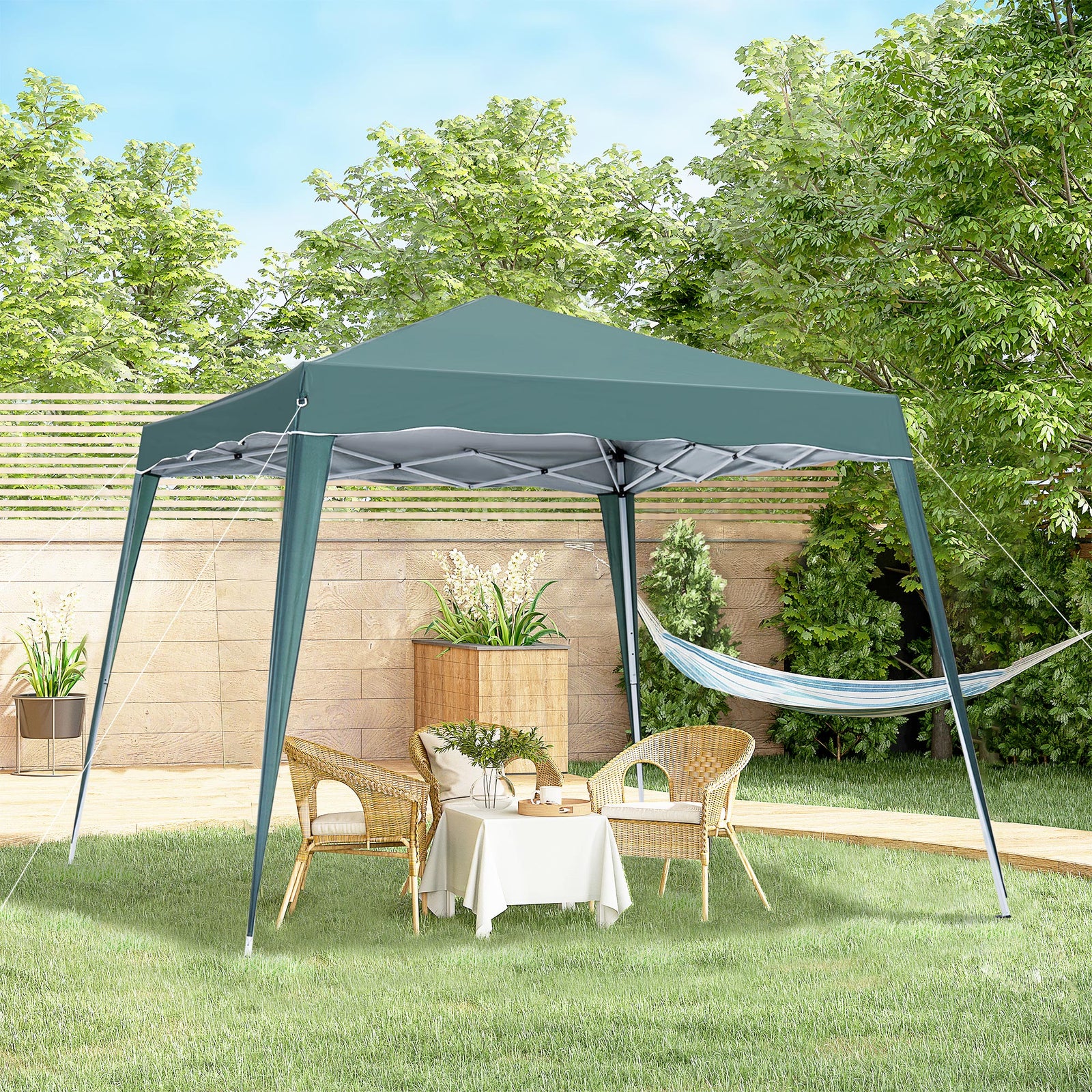 3 M x 3 M Base/ 2.5 M x 2.5 M Top Pop Up Gazebo with Carry Bag, Height Adjustable Slant Leg Party Tent Instant Event Shelter for Garden, Patio, Green