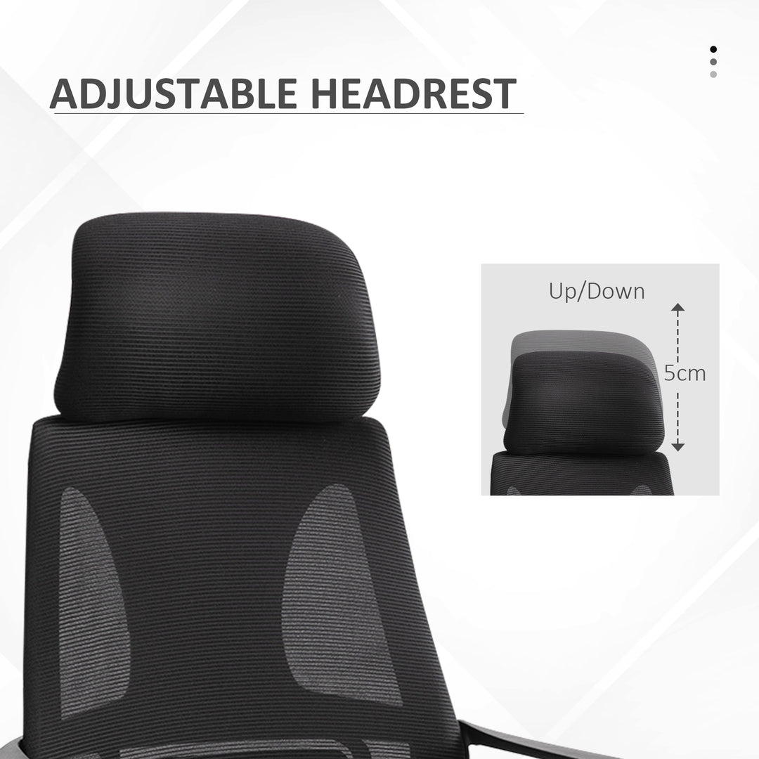 Ergonomic Office Chair, High Back Computer Chair, Mesh Desk Chair with Lumbar Support, Headrest, Wheel, Adjustable Height, Black