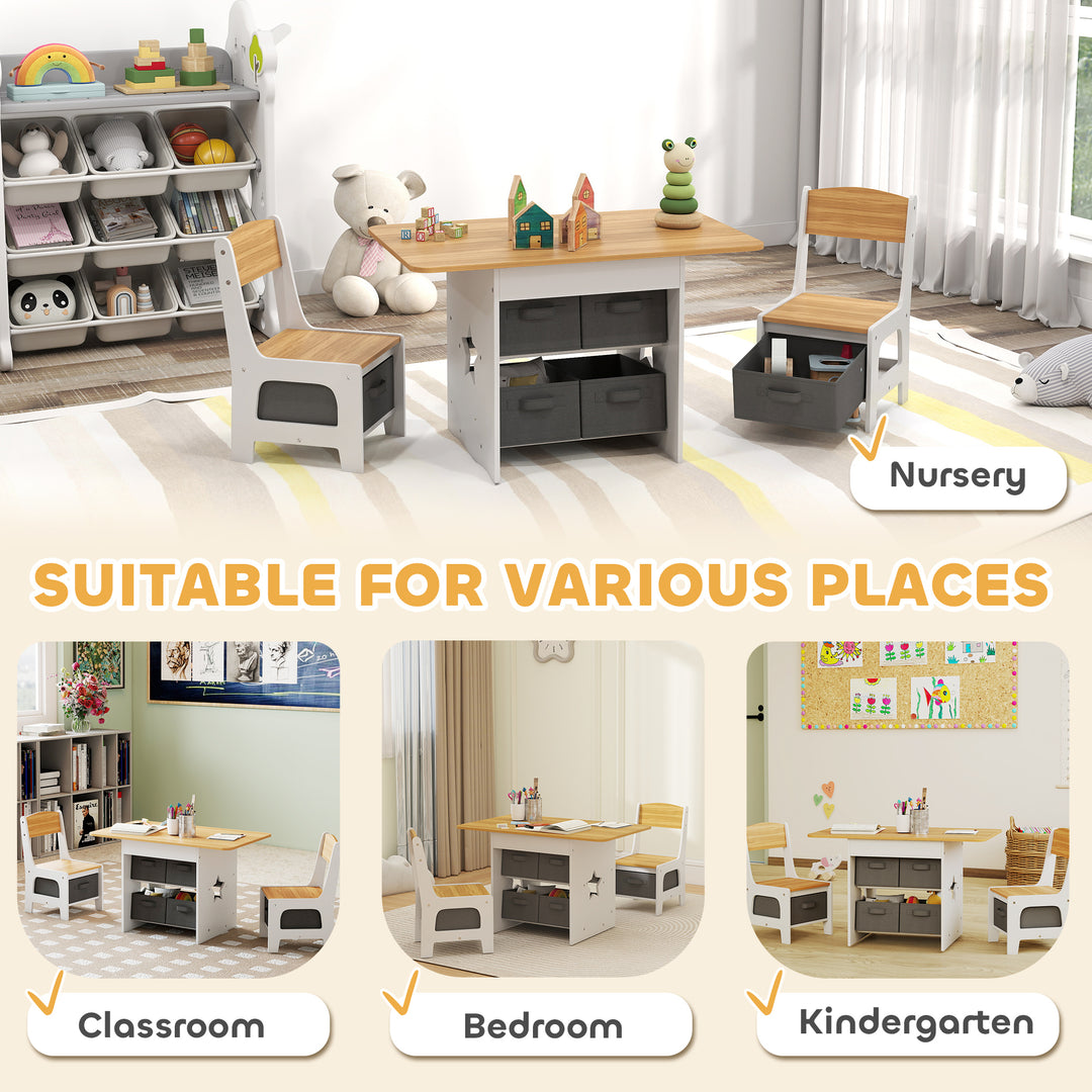 Kids Table and Chair Set, Toddler Table and 2 Chairs Set with 6 Remova