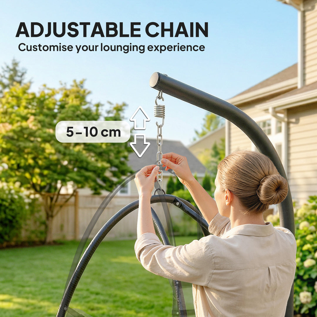 Hanging Egg Chair, Indoor Outdoor Swinging Hammock Chair with Stand, F