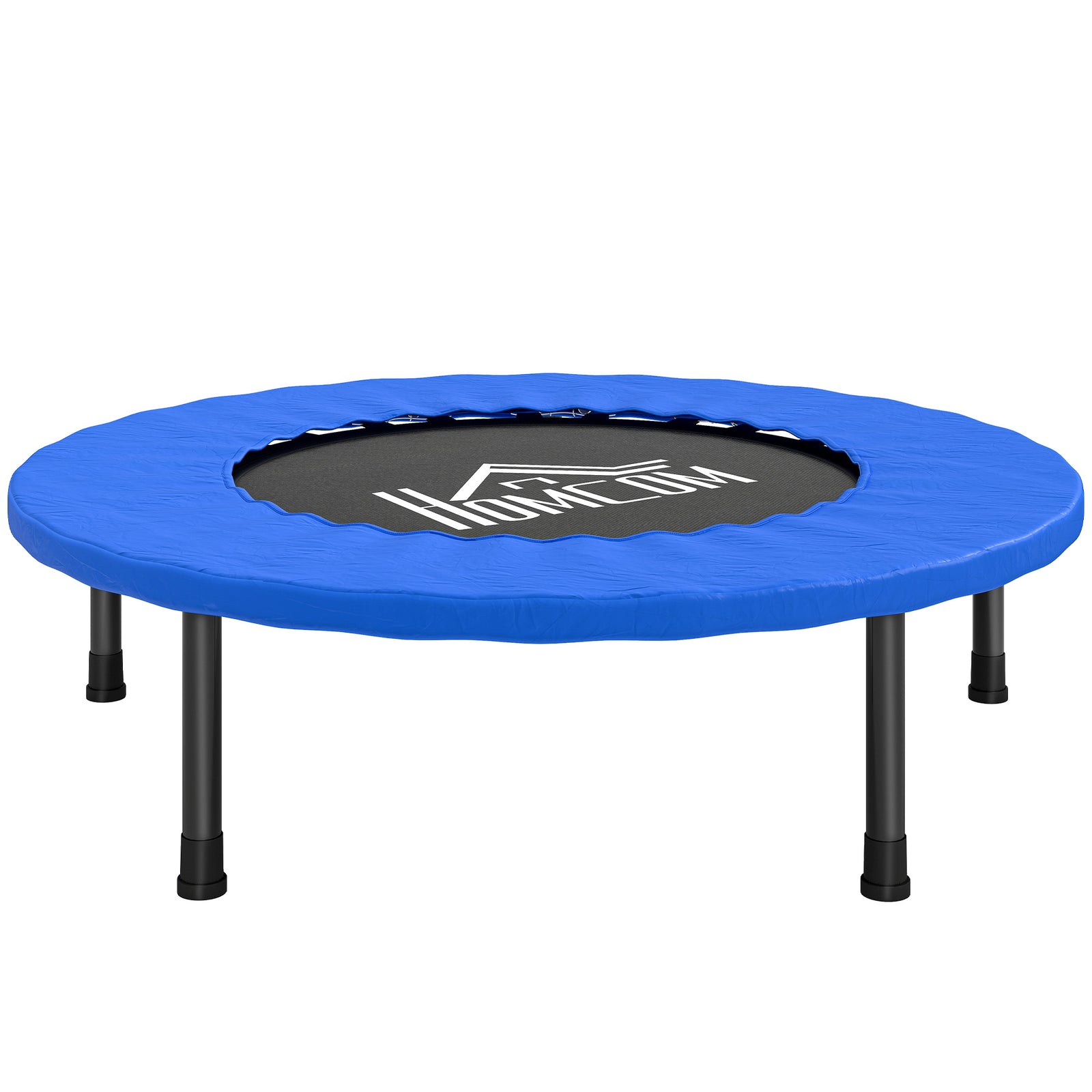 32" Mini Fitness Trampoline Home Gym Yoga Exercise Rebounder Indoor Outdoor Jumper with Safety Pad, Support Up to 100 KG, Blue and Black