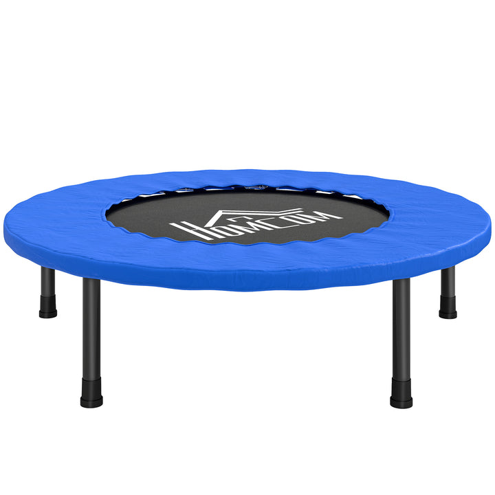 32" Mini Fitness Trampoline Home Gym Yoga Exercise Rebounder Indoor Outdoor Jumper with Safety Pad, Support Up to 100 KG, Blue and Black