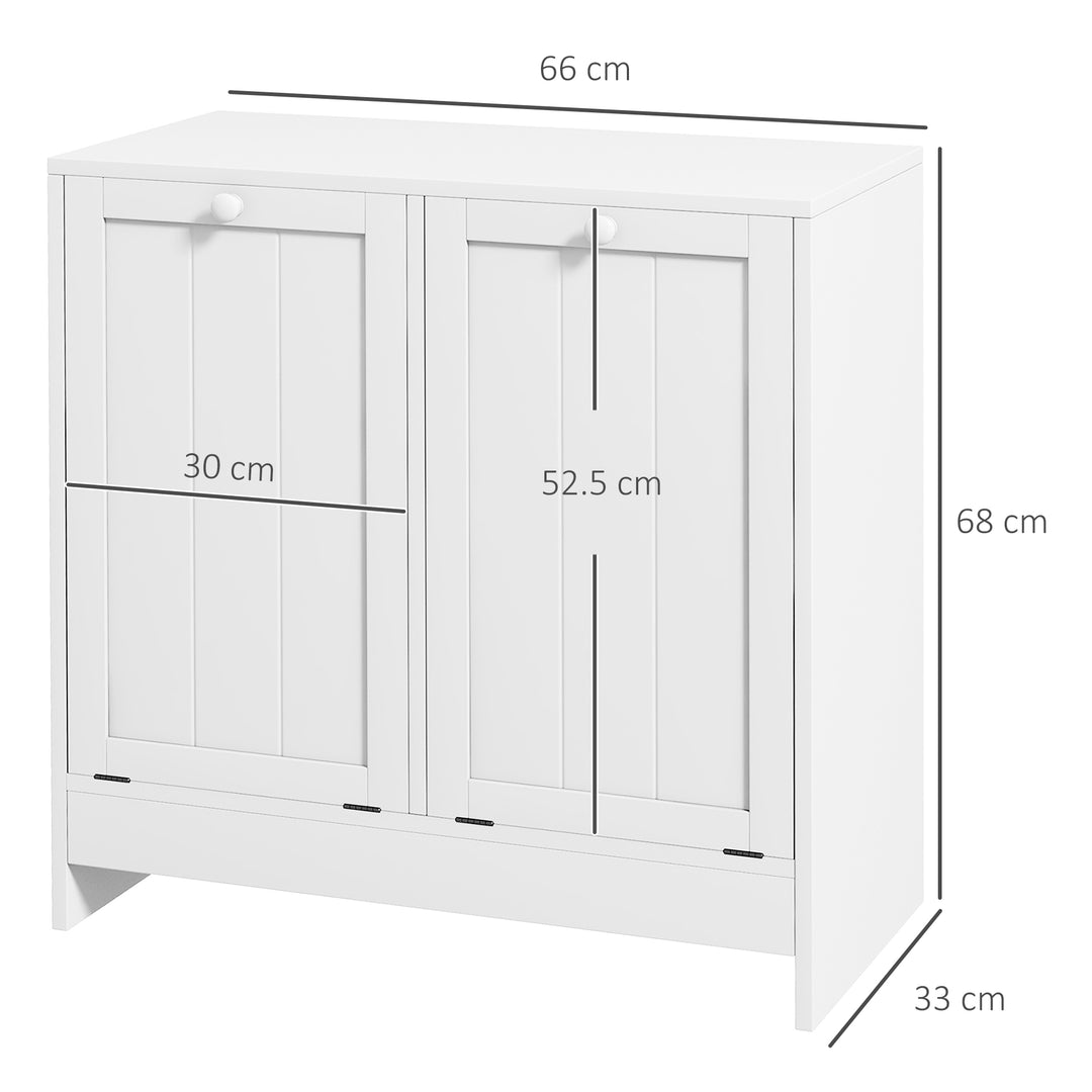 kleankin Tilt-Out Laundry Cabinet, Modern Bathroom Cabinet with 2 Compartments for Bathroom Washroom, White | Aosom UK