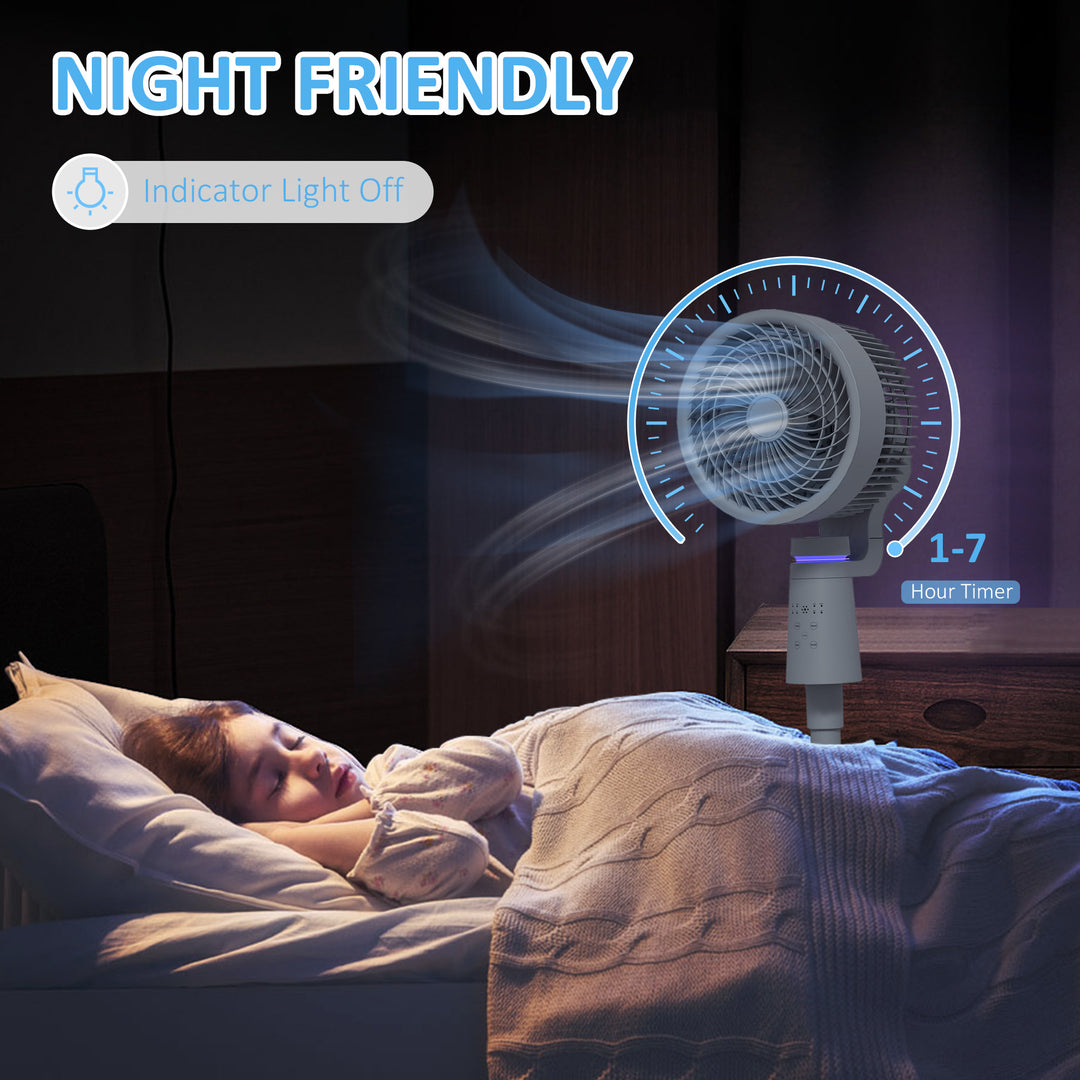 Pedestal Air Circulation Fan with Oscillating, Light Off, Grey