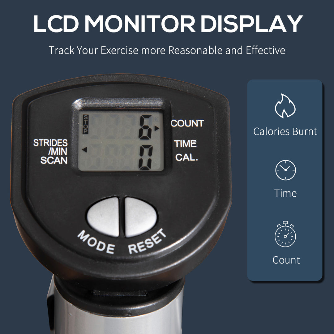 MCL Adjustable Twist Stepper Fitness Step Machine, LCD Screen, Height-Adjust Handlebars, Home Gym, Silver and Black