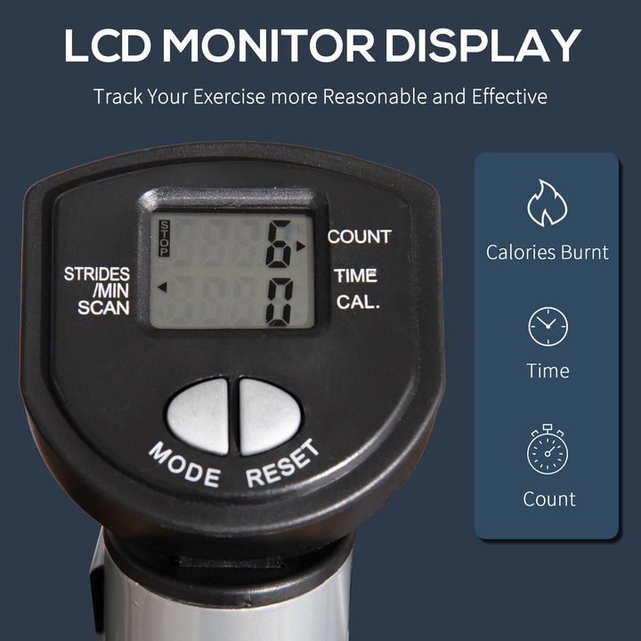 MCL Adjustable Twist Stepper Fitness Step Machine, LCD Screen, Height-Adjust Handlebars, Home Gym, Silver and Black