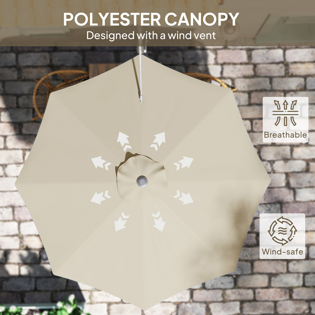 3(m) Wall-Mounted Parasol Shade, with Handle - Khaki