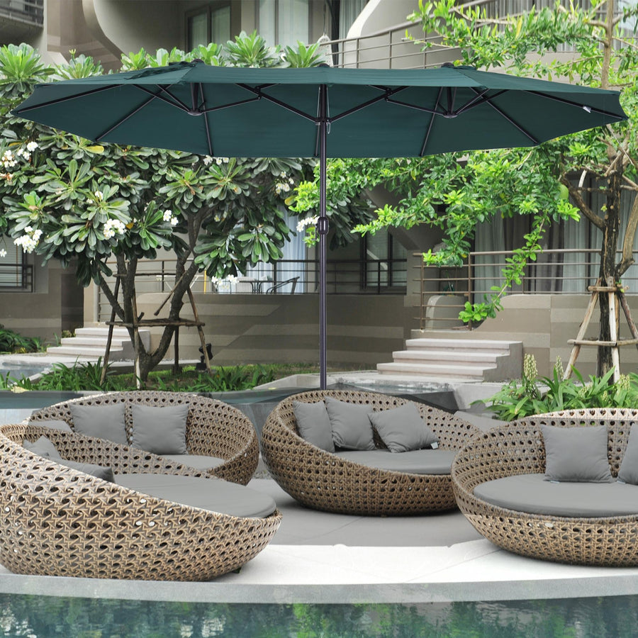 4.6m Double Garden Parasol - Green
