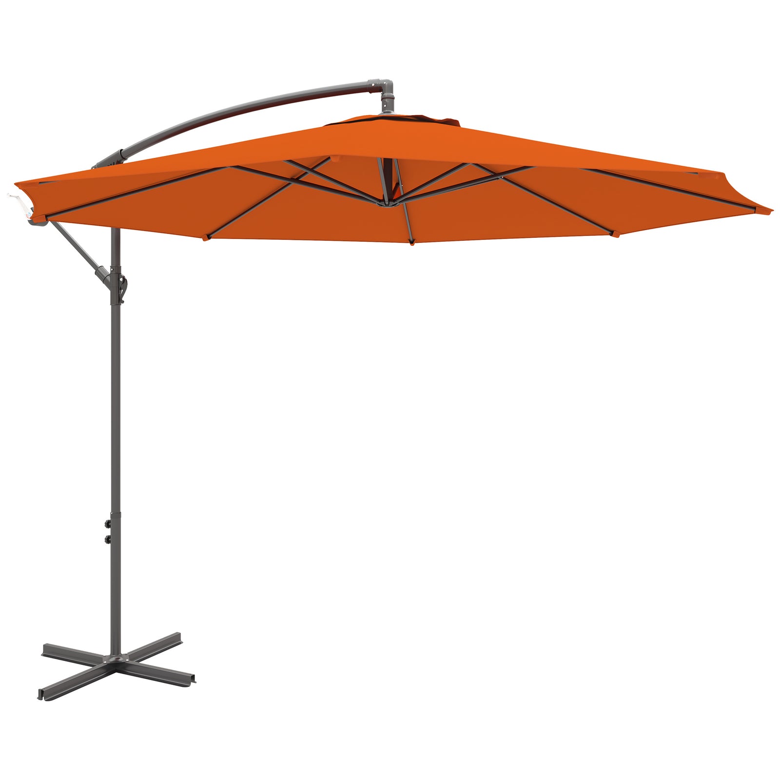 2.45m Overhanging Cantilever Parasol, with Cross Base - Orange