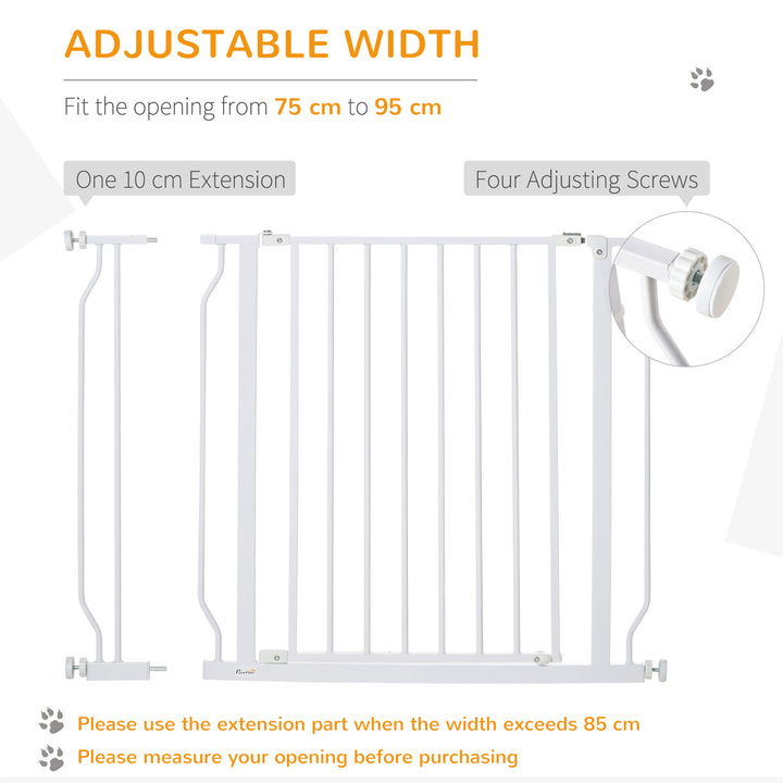 PawHut Wide Dog Safety Gate, with Door Pressure, for Doorways, Hallways, Staircases - White | Aosom UK